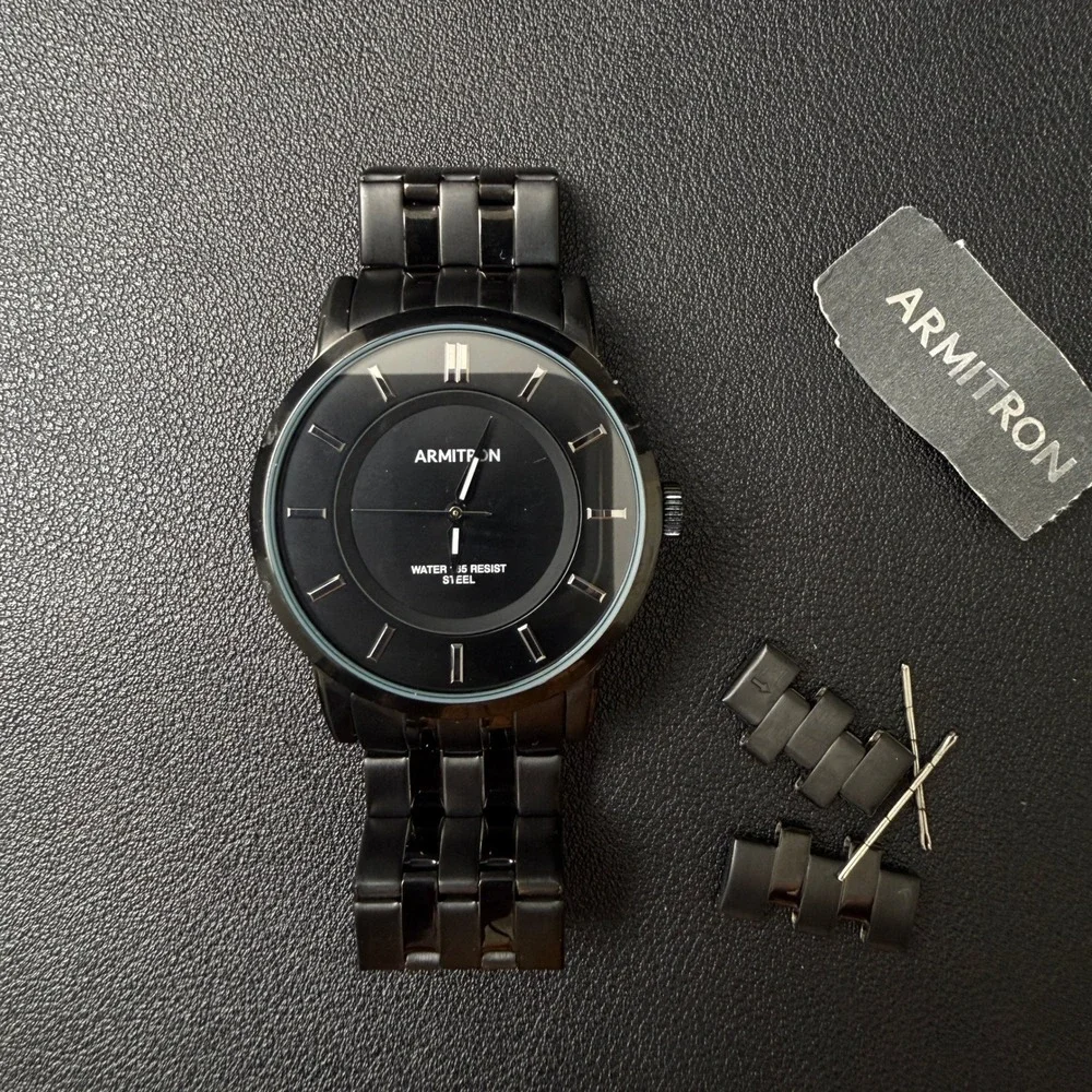 Armitron 20/4962TI Men's Black Bracelet Quartz Watch Japan Movt‎ New Battery